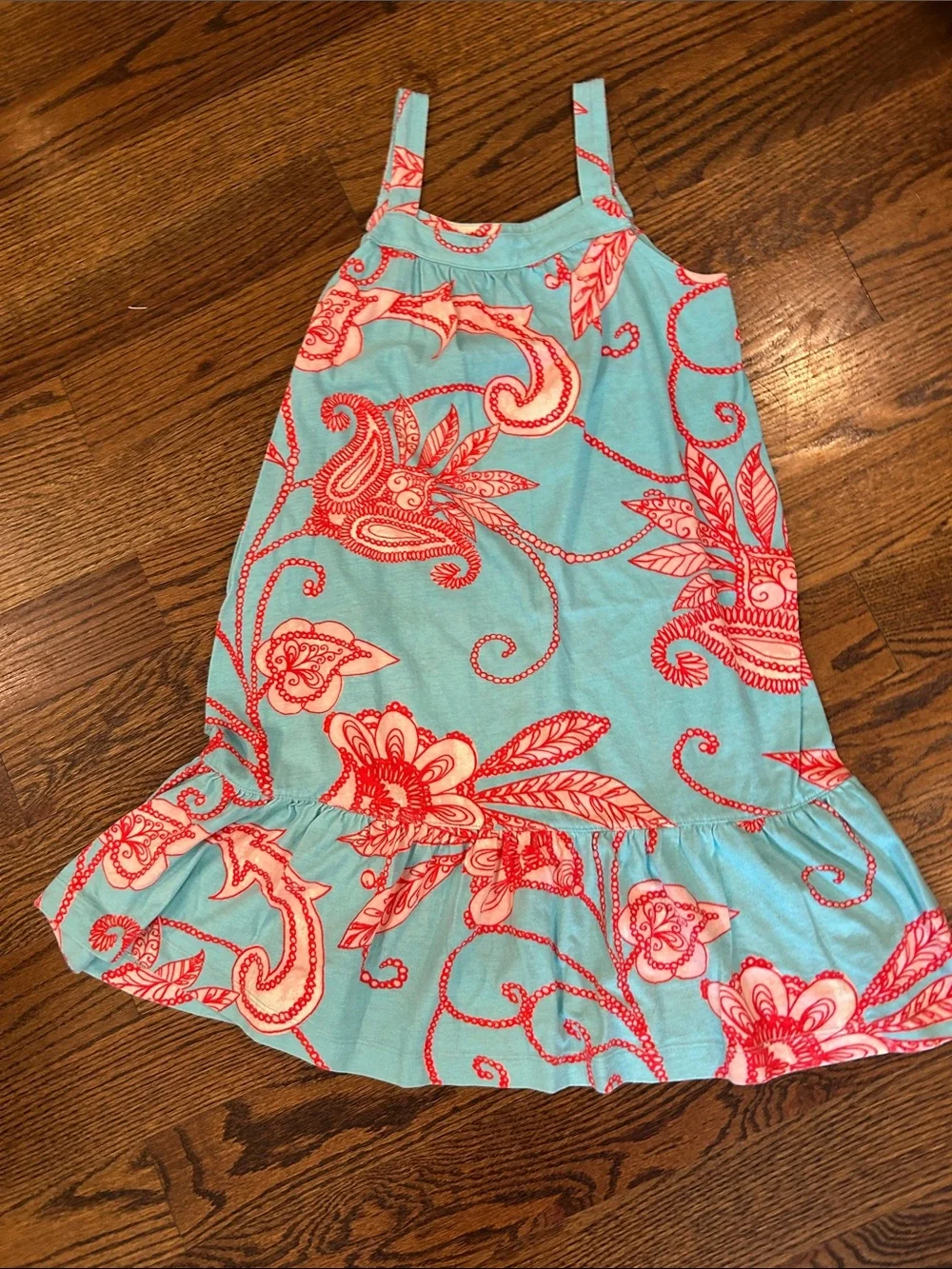 GAP Turquoise Dress with Coral Floral Print